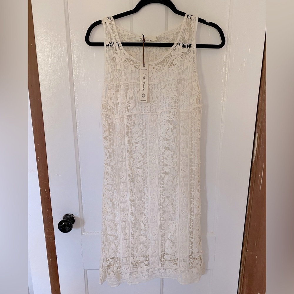 NWT! Crochet white tank dress